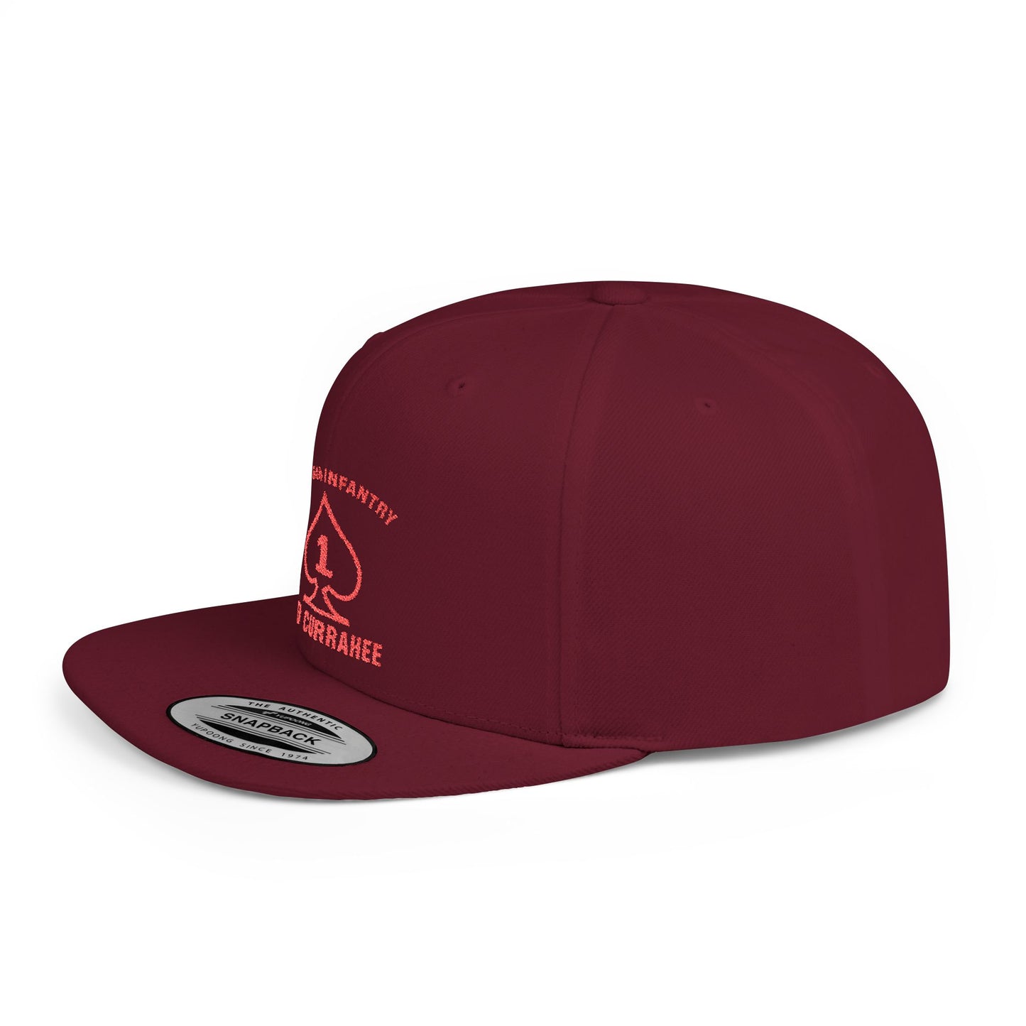 Flat Bill Snapback - 1st Infantry "Red Currakee" Spade Logo Cap