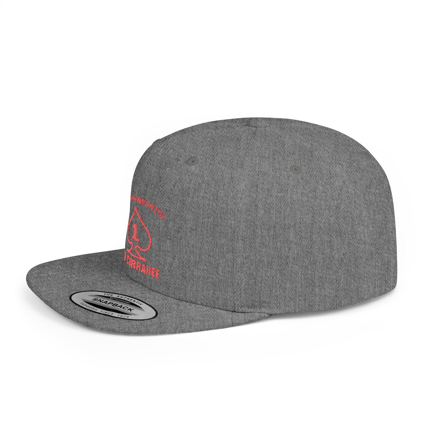 Flat Bill Snapback - 1st Infantry "Red Currakee" Spade Logo Cap