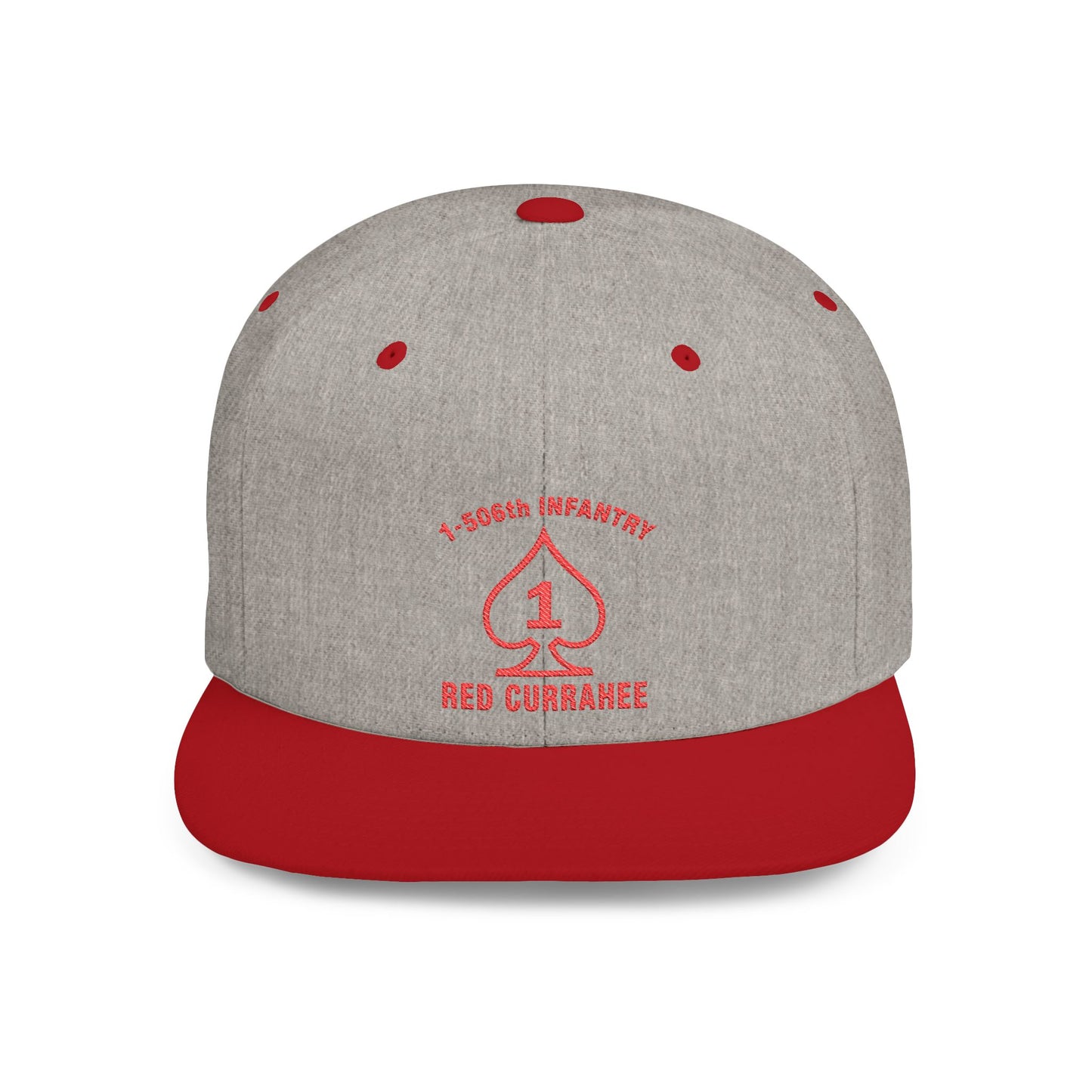 Flat Bill Snapback - 1st Infantry "Red Currakee" Spade Logo Cap