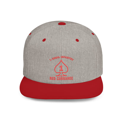 Flat Bill Snapback - 1st Infantry "Red Currakee" Spade Logo Cap