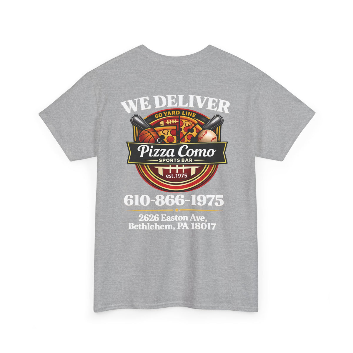 We Deliver Pizza Como Sports Bar Logo T Shirt