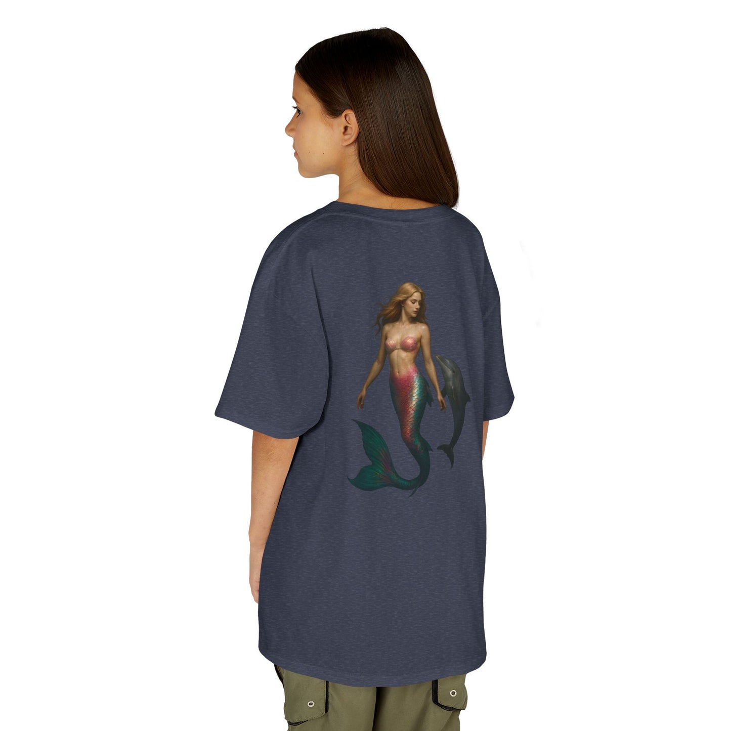 Youth Mermaid Tee with Dolphin Graphic