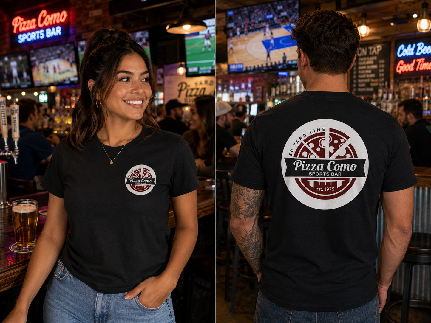 Classic 50 Yard Line Pizza Como Logo T Shirt