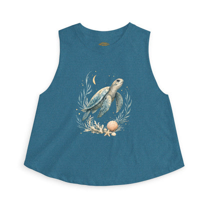 Sea Turtle Floral Crop Top