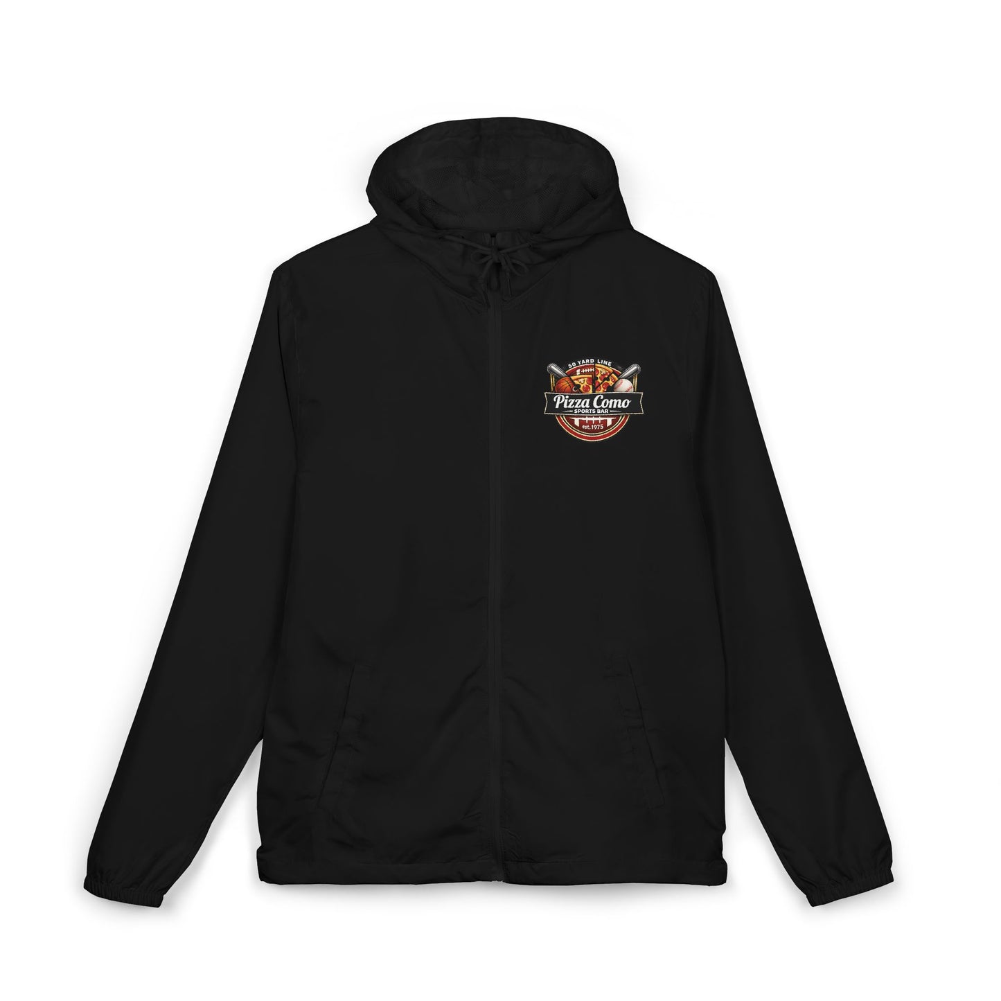 Pizza Como Sports Bar Lightweight Water Resistant Windbreaker