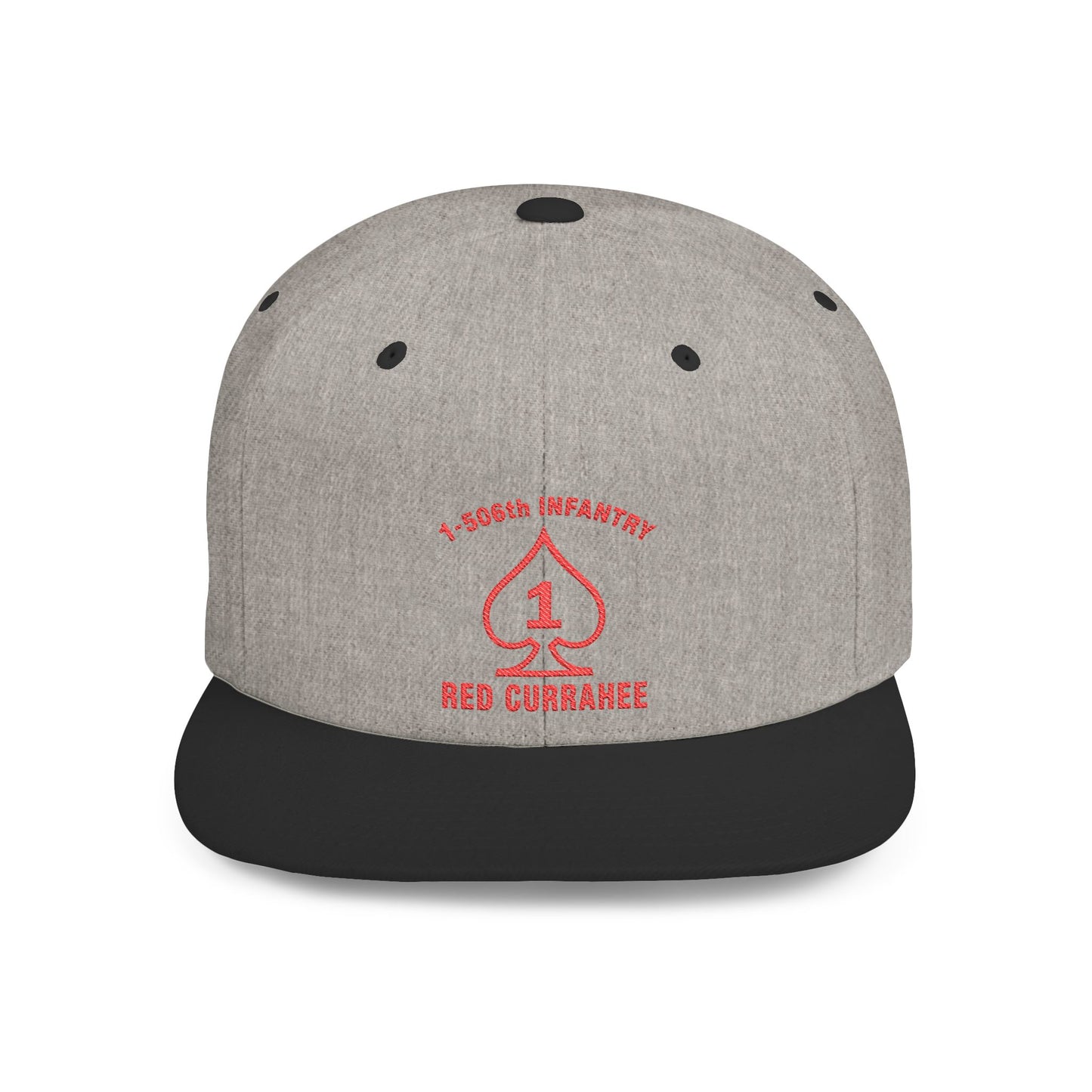 Flat Bill Snapback - 1st Infantry "Red Currakee" Spade Logo Cap