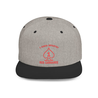 Flat Bill Snapback - 1st Infantry "Red Currakee" Spade Logo Cap
