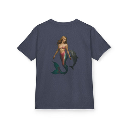 Youth Mermaid Tee with Dolphin Graphic