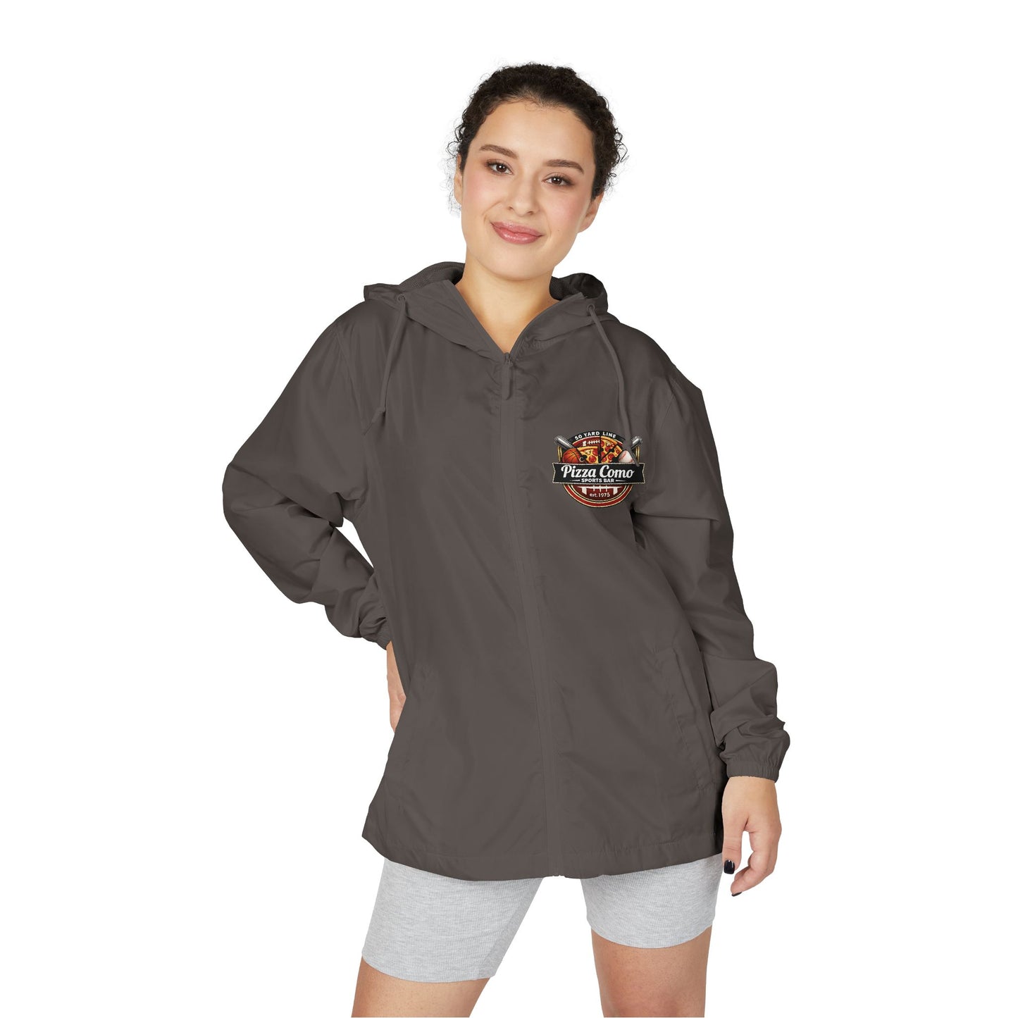 Pizza Como Sports Bar Lightweight Water Resistant Windbreaker