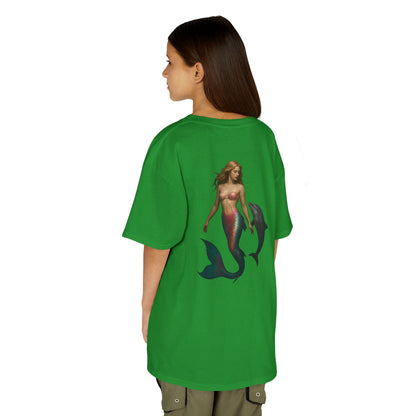 Youth Mermaid Tee with Dolphin Graphic