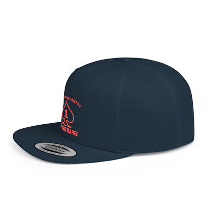 Flat Bill Snapback - 1st Infantry "Red Currakee" Spade Logo Cap