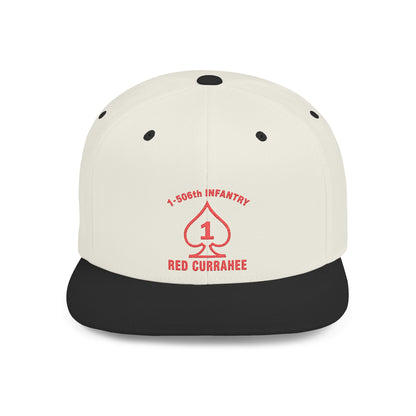 Flat Bill Snapback - 1st Infantry "Red Currakee" Spade Logo Cap