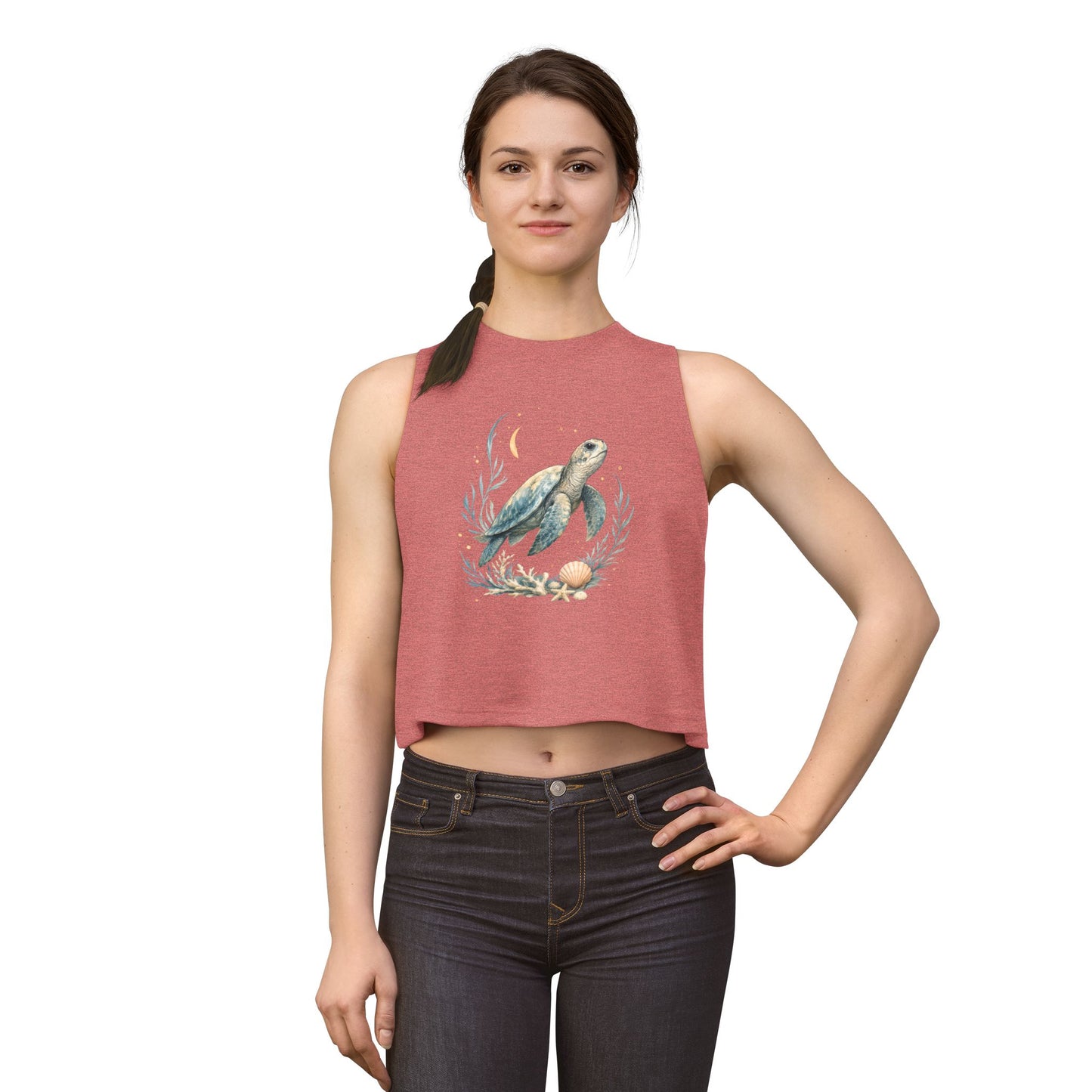 Sea Turtle Floral Crop Top