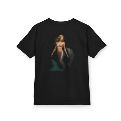 Youth Mermaid Tee with Dolphin Graphic
