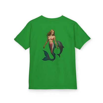 Youth Mermaid Tee with Dolphin Graphic