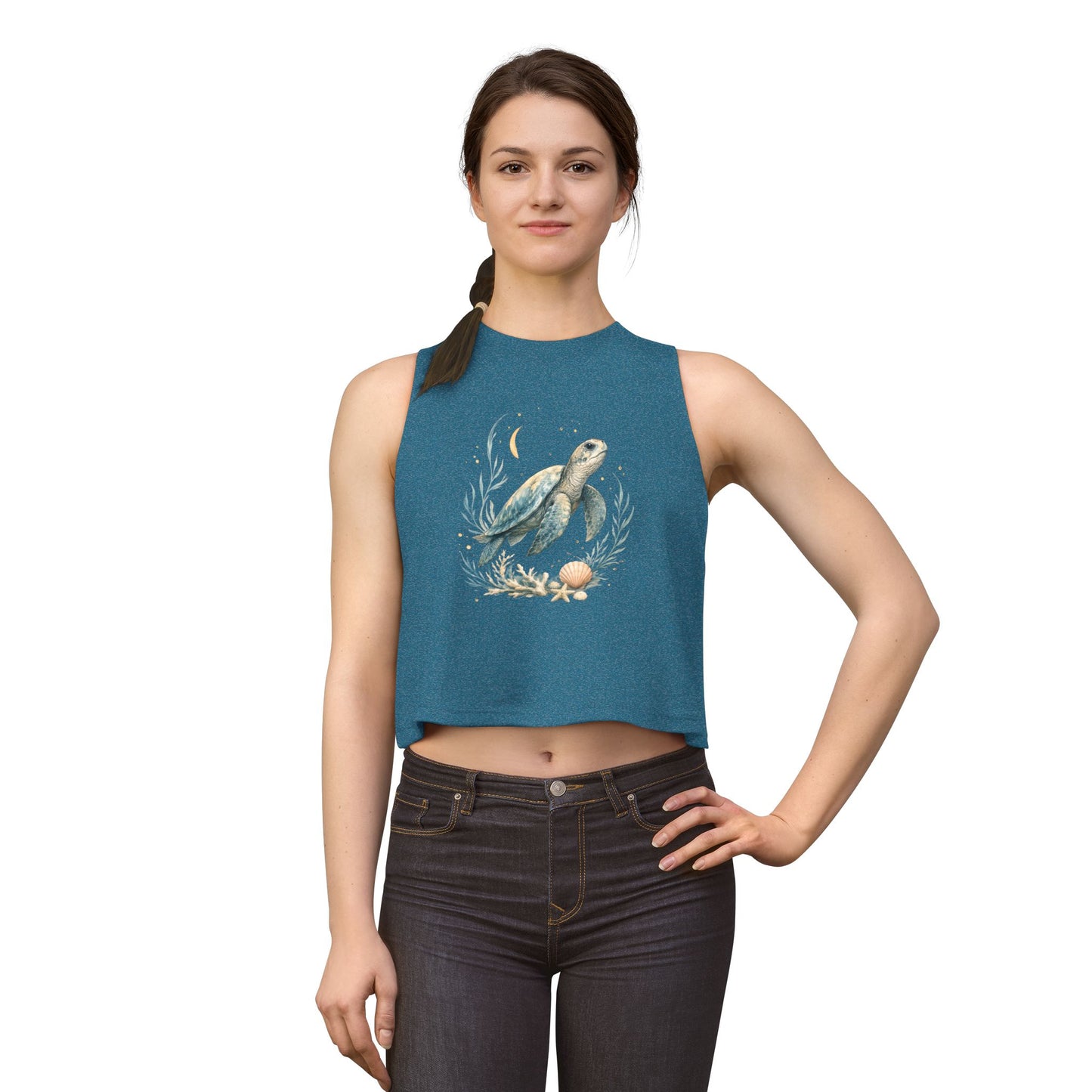 Sea Turtle Floral Crop Top