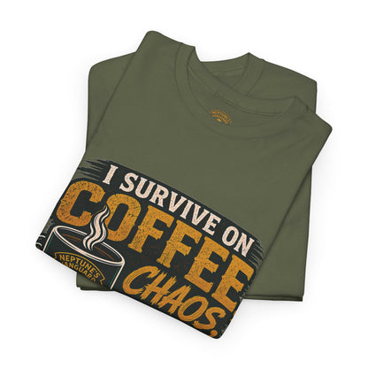 Funny Nitrox Diver T-Shirt | I Survive on Coffee, Chaos, Cuss Words & NX32