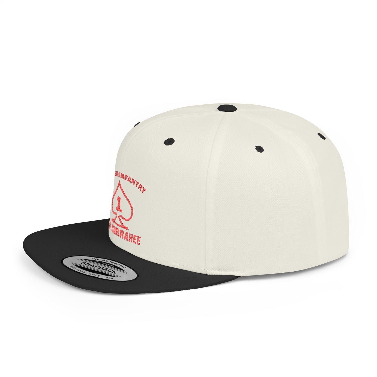 Flat Bill Snapback - 1st Infantry "Red Currakee" Spade Logo Cap