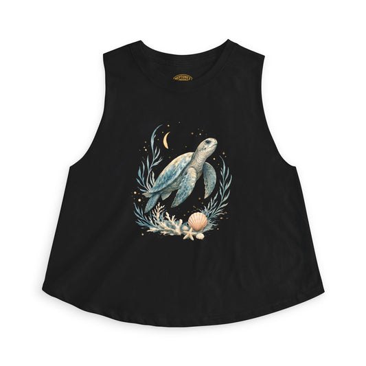 Sea Turtle Floral Crop Top