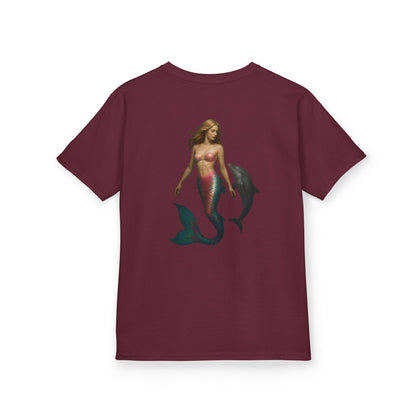 Youth Mermaid Tee with Dolphin Graphic