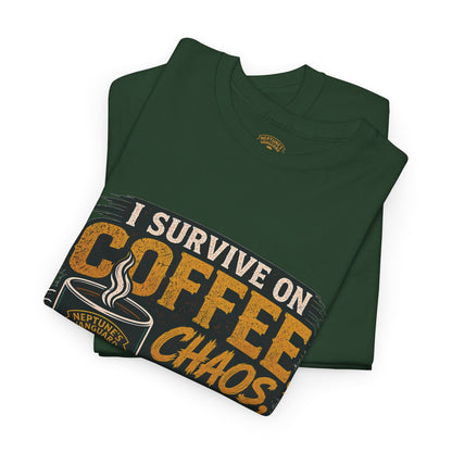 Funny Nitrox Diver T-Shirt | I Survive on Coffee, Chaos, Cuss Words & NX32