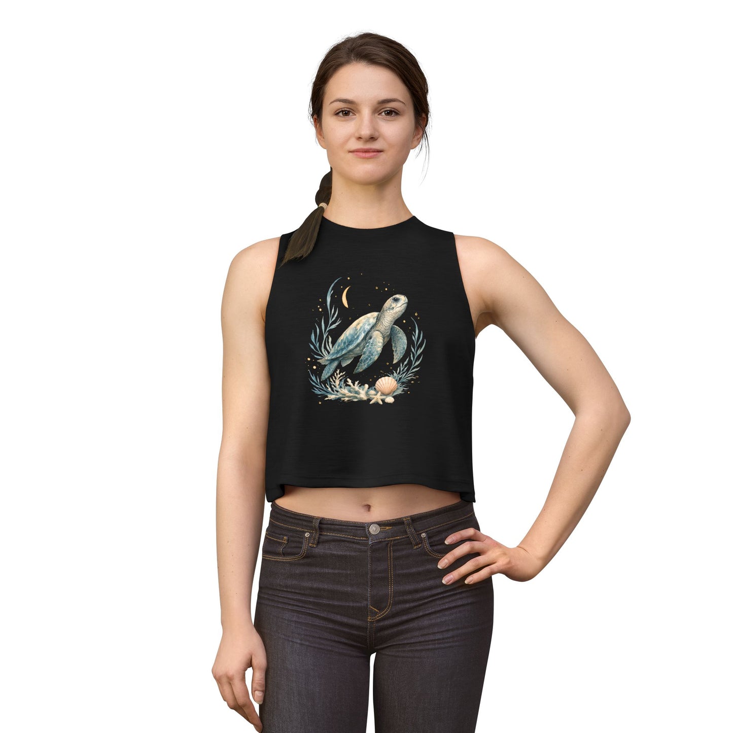 Sea Turtle Floral Crop Top