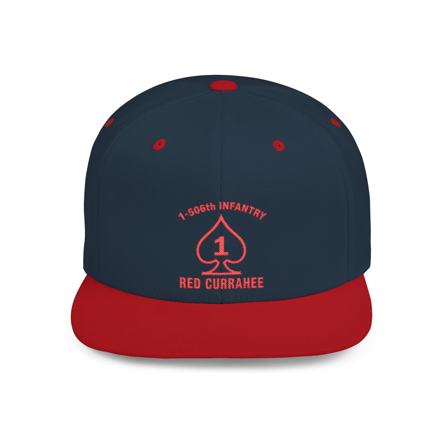 Flat Bill Snapback - 1st Infantry "Red Currakee" Spade Logo Cap