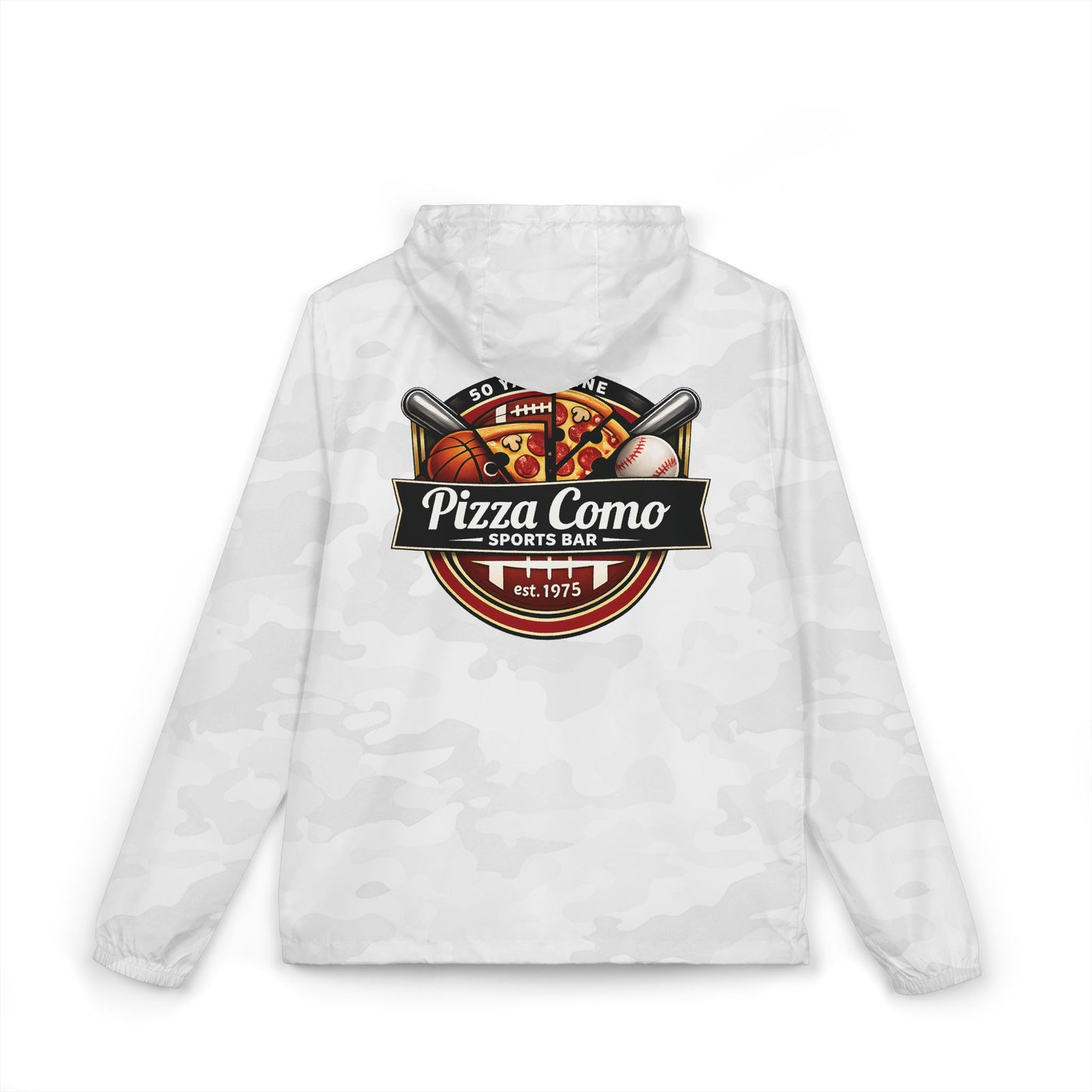 Pizza Como Sports Bar Lightweight Water Resistant Windbreaker