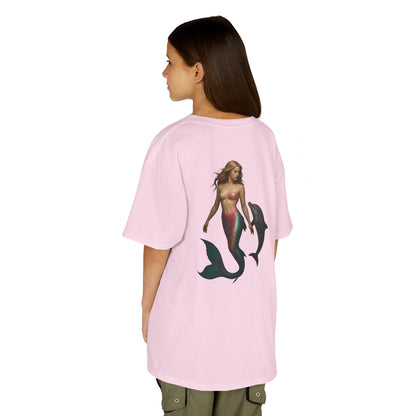 Youth Mermaid Tee with Dolphin Graphic