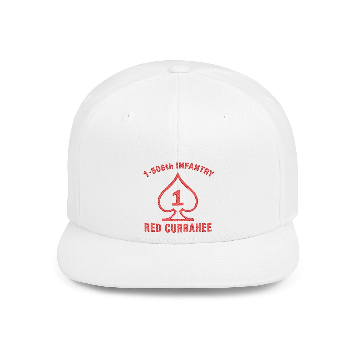 Flat Bill Snapback - 1st Infantry "Red Currakee" Spade Logo Cap