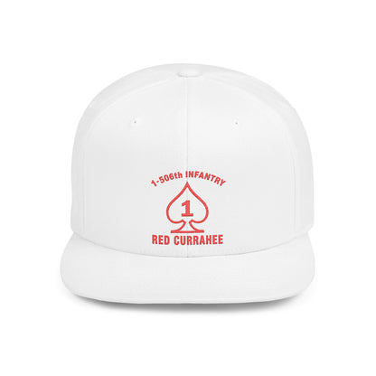Flat Bill Snapback - 1st Infantry "Red Currakee" Spade Logo Cap