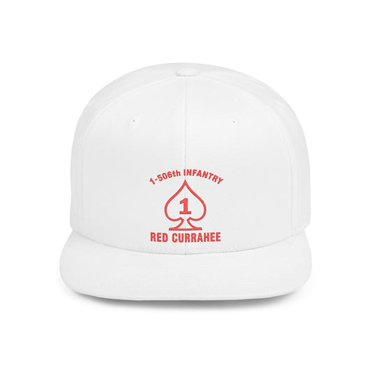 Flat Bill Snapback - 1st Infantry "Red Currakee" Spade Logo Cap