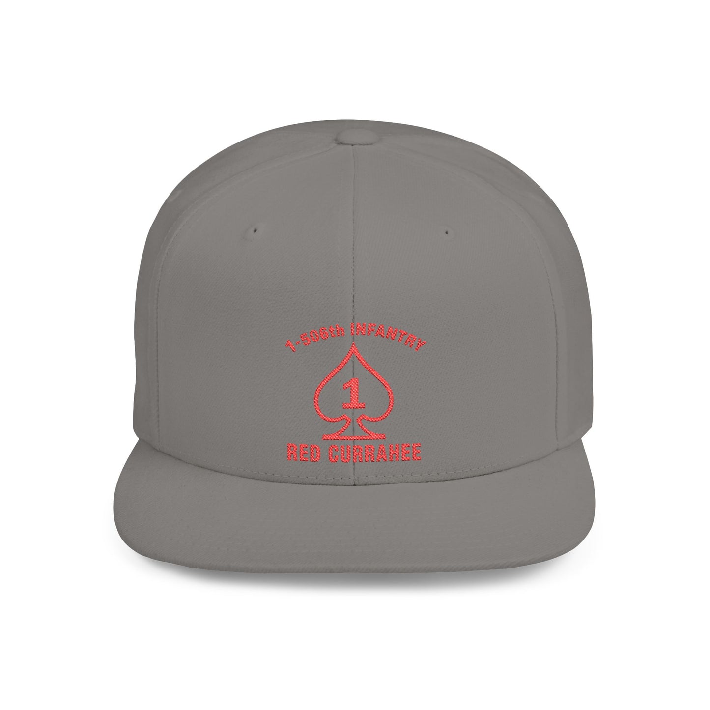 Flat Bill Snapback - 1st Infantry "Red Currakee" Spade Logo Cap