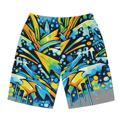 Gray Ocean Graffiti Board Shorts