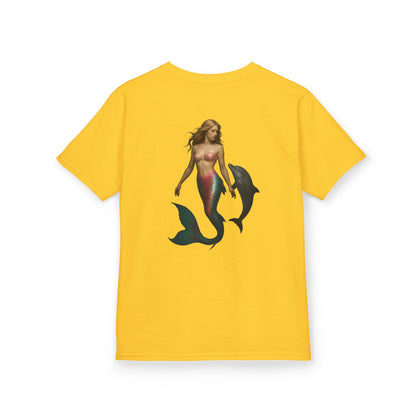 Youth Mermaid Tee with Dolphin Graphic