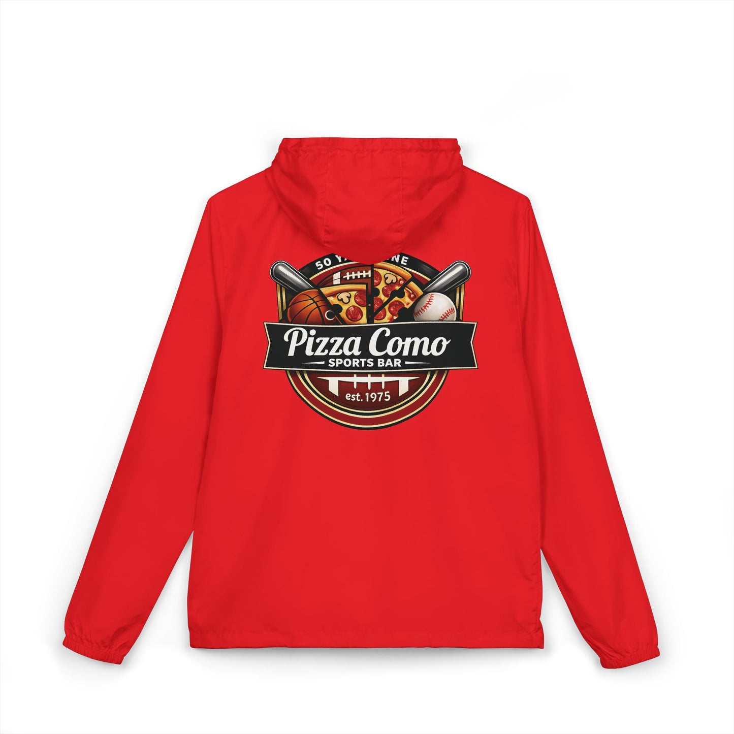 Pizza Como Sports Bar Lightweight Water Resistant Windbreaker