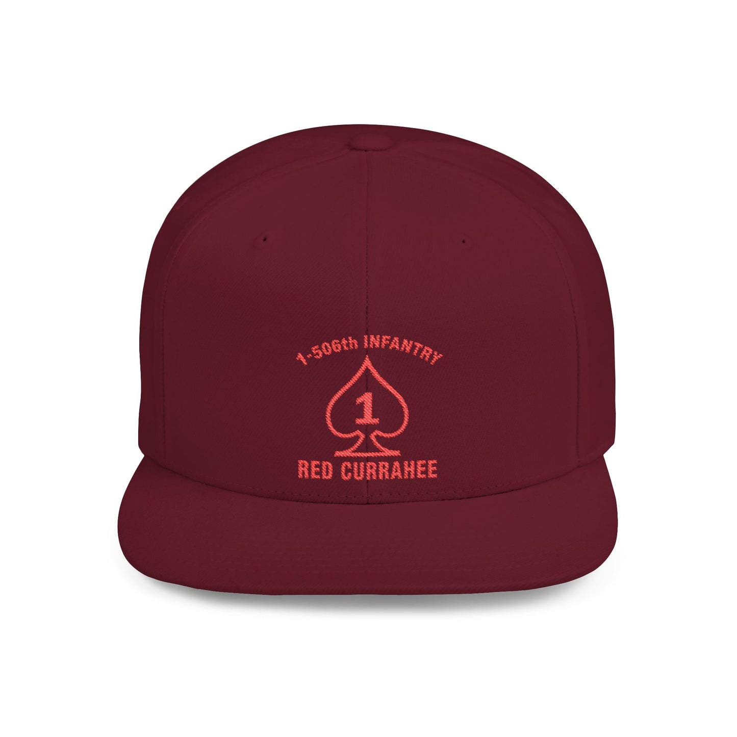 Flat Bill Snapback - 1st Infantry "Red Currakee" Spade Logo Cap