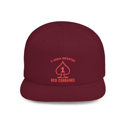 Flat Bill Snapback - 1st Infantry "Red Currakee" Spade Logo Cap