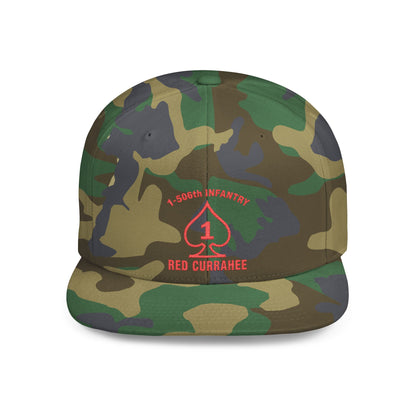 Flat Bill Snapback - 1st Infantry "Red Currakee" Spade Logo Cap