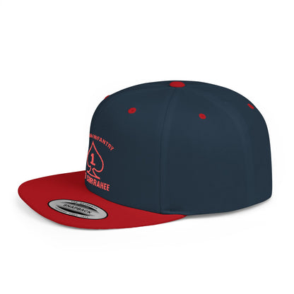 Flat Bill Snapback - 1st Infantry "Red Currakee" Spade Logo Cap