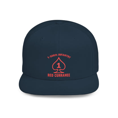 Flat Bill Snapback - 1st Infantry "Red Currakee" Spade Logo Cap