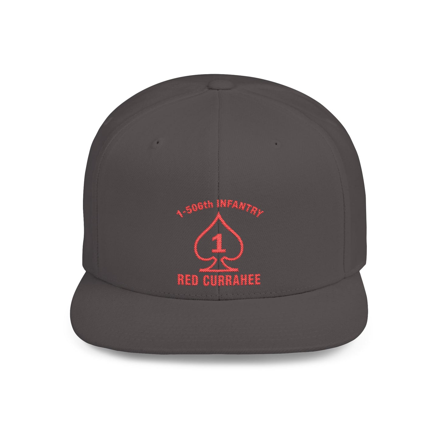 Flat Bill Snapback - 1st Infantry "Red Currakee" Spade Logo Cap