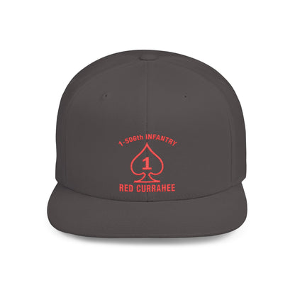 Flat Bill Snapback - 1st Infantry "Red Currakee" Spade Logo Cap