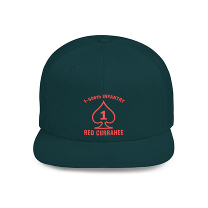 Flat Bill Snapback - 1st Infantry "Red Currakee" Spade Logo Cap