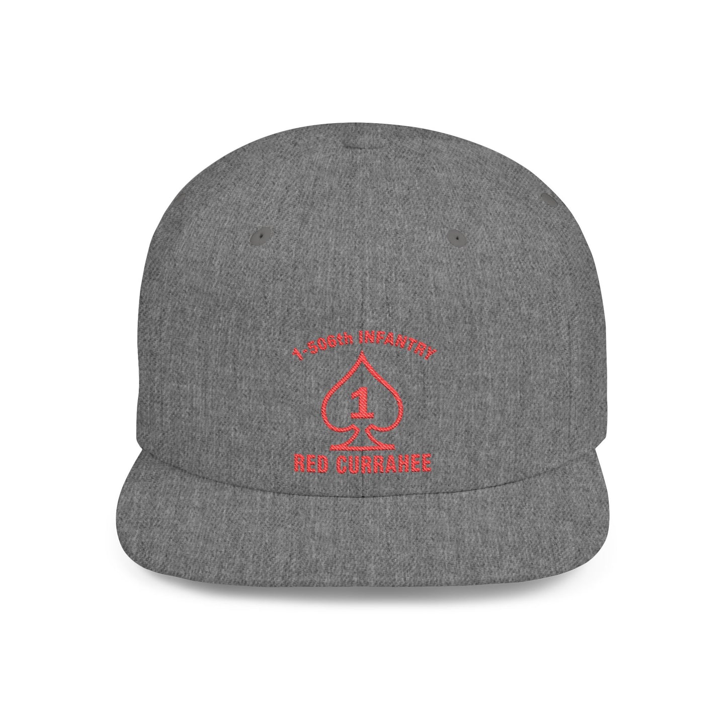 Flat Bill Snapback - 1st Infantry "Red Currakee" Spade Logo Cap