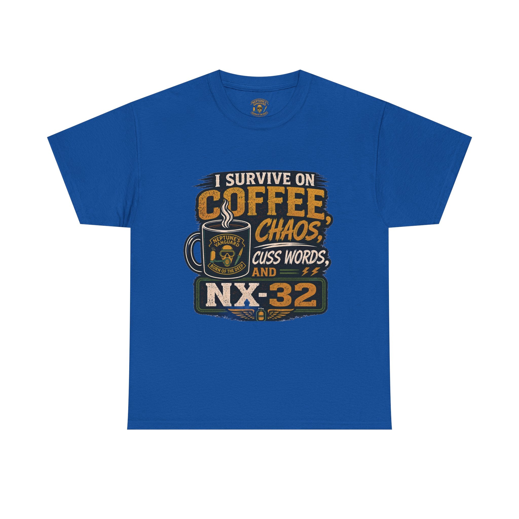 Funny Nitrox Diver T-Shirt | I Survive on Coffee, Chaos, Cuss