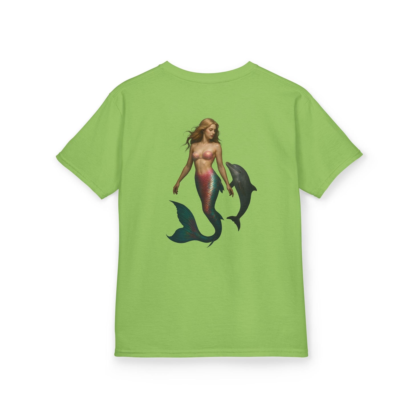 Youth Mermaid Tee with Dolphin Graphic