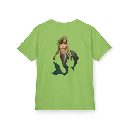 Youth Mermaid Tee with Dolphin Graphic