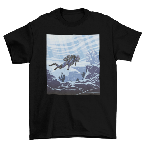 Diver underwater illustration t-shirt