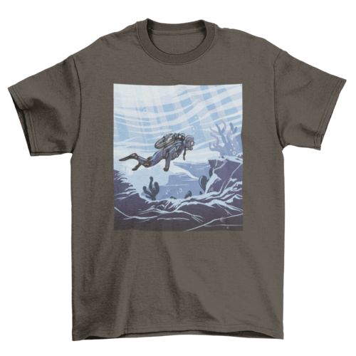 Diver underwater illustration t-shirt